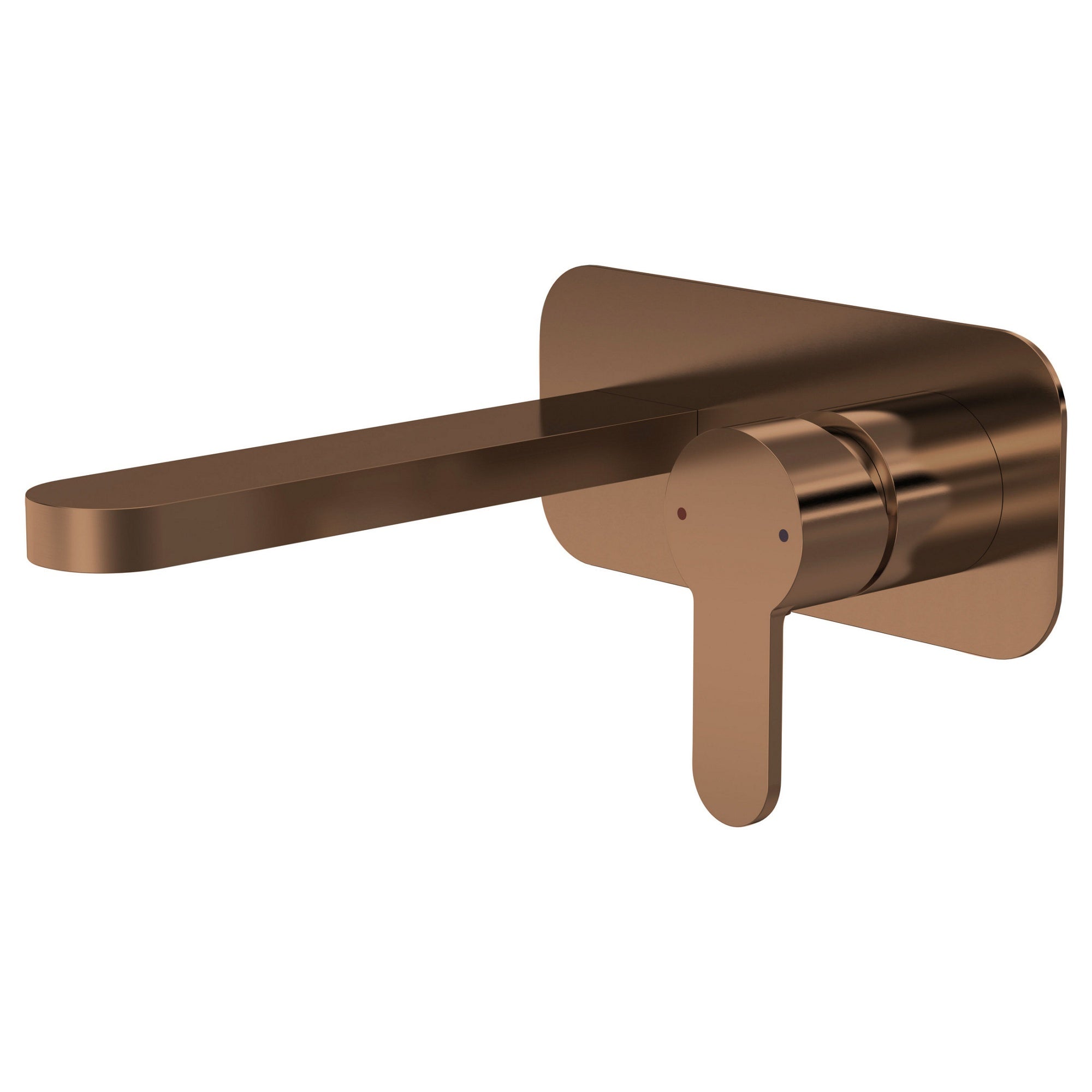 Vela Wall Mounted 2 Tap Hole Basin Mixer With Plate Brushed Bronze