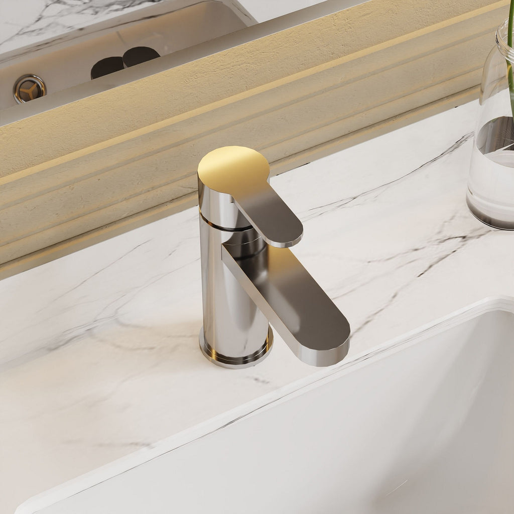 Vela Mono Basin Mixer Chrome Contemporary 1 Tap Hole With Waste