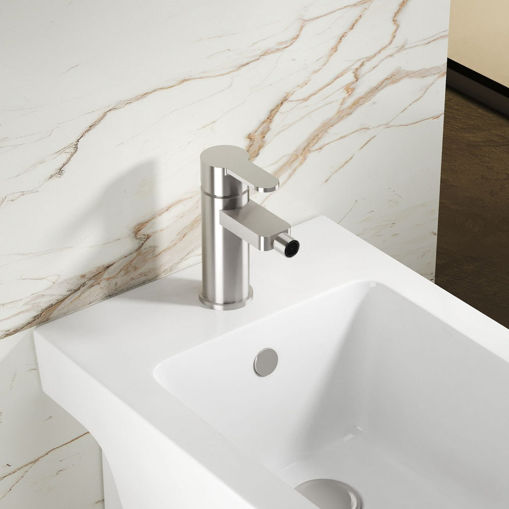 Vela Mono Bidet Mixer Chrome Contemporary 1 Tap Hole With Waste