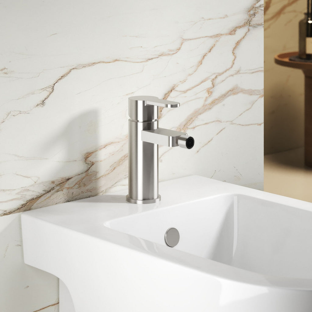 Vela Mono Bidet Mixer Chrome Contemporary 1 Tap Hole With Waste