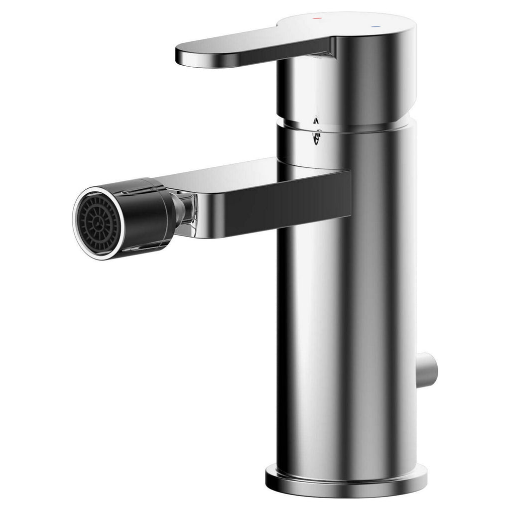Vela Mono Bidet Mixer Chrome Contemporary 1 Tap Hole With Waste