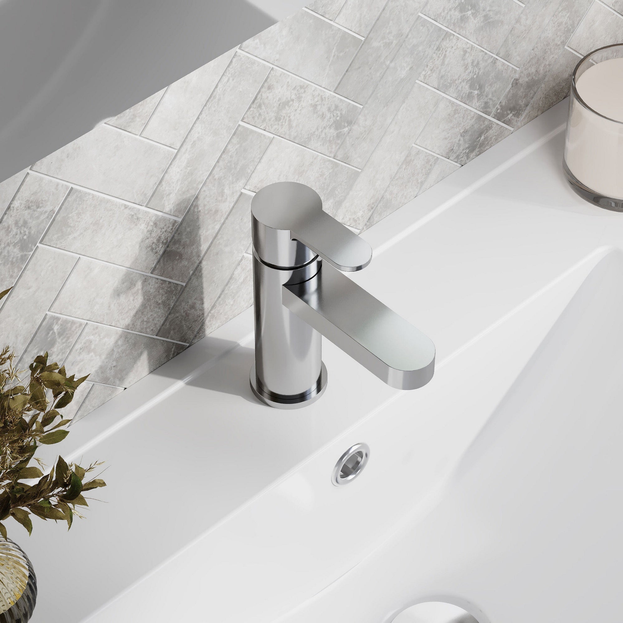 Vela Mini Basin Mixer Chrome Contemporary 1 Tap Hole With Waste