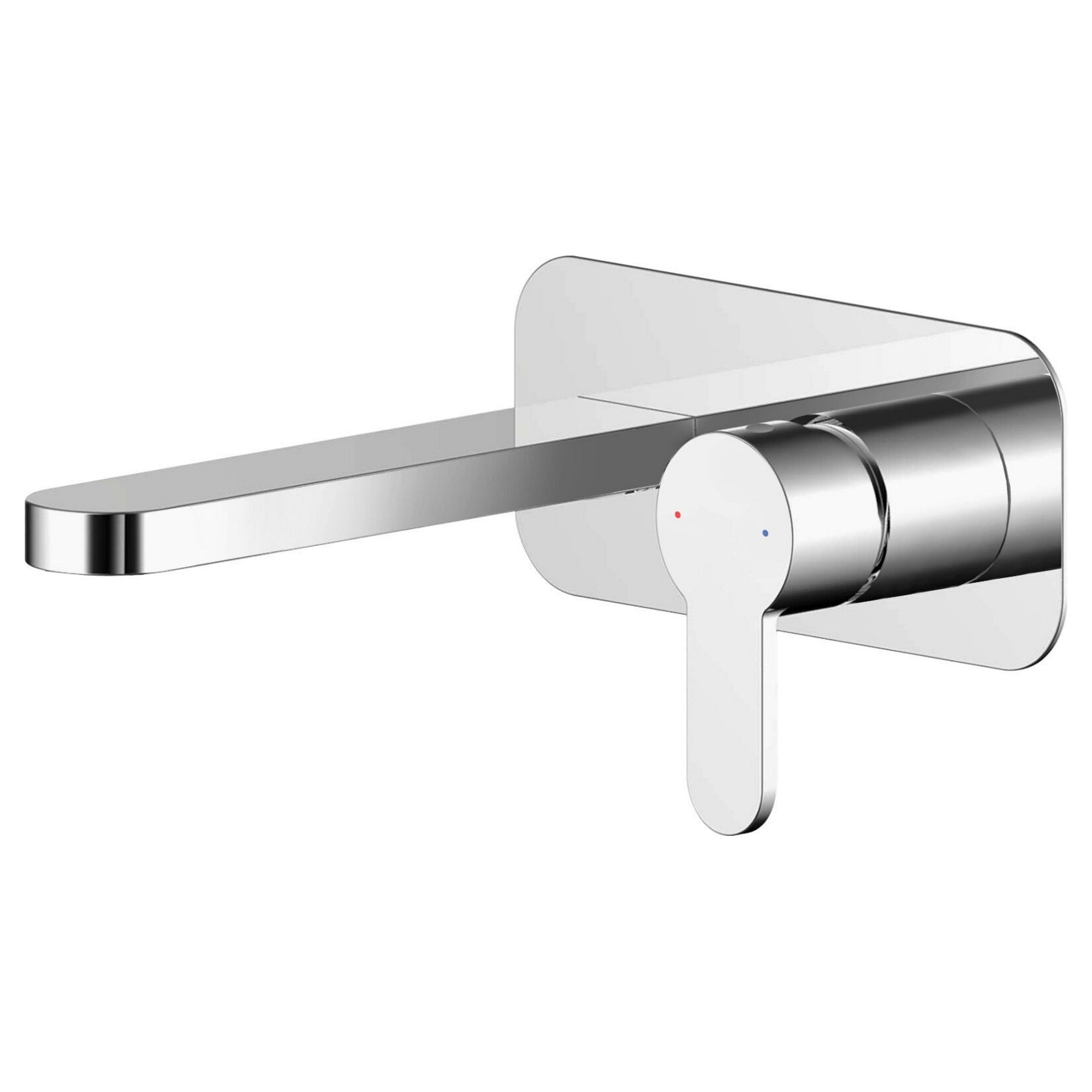 Vela Wall Mounted 2 Tap Hole Basin Mixer With Plate Chrome Contemporary