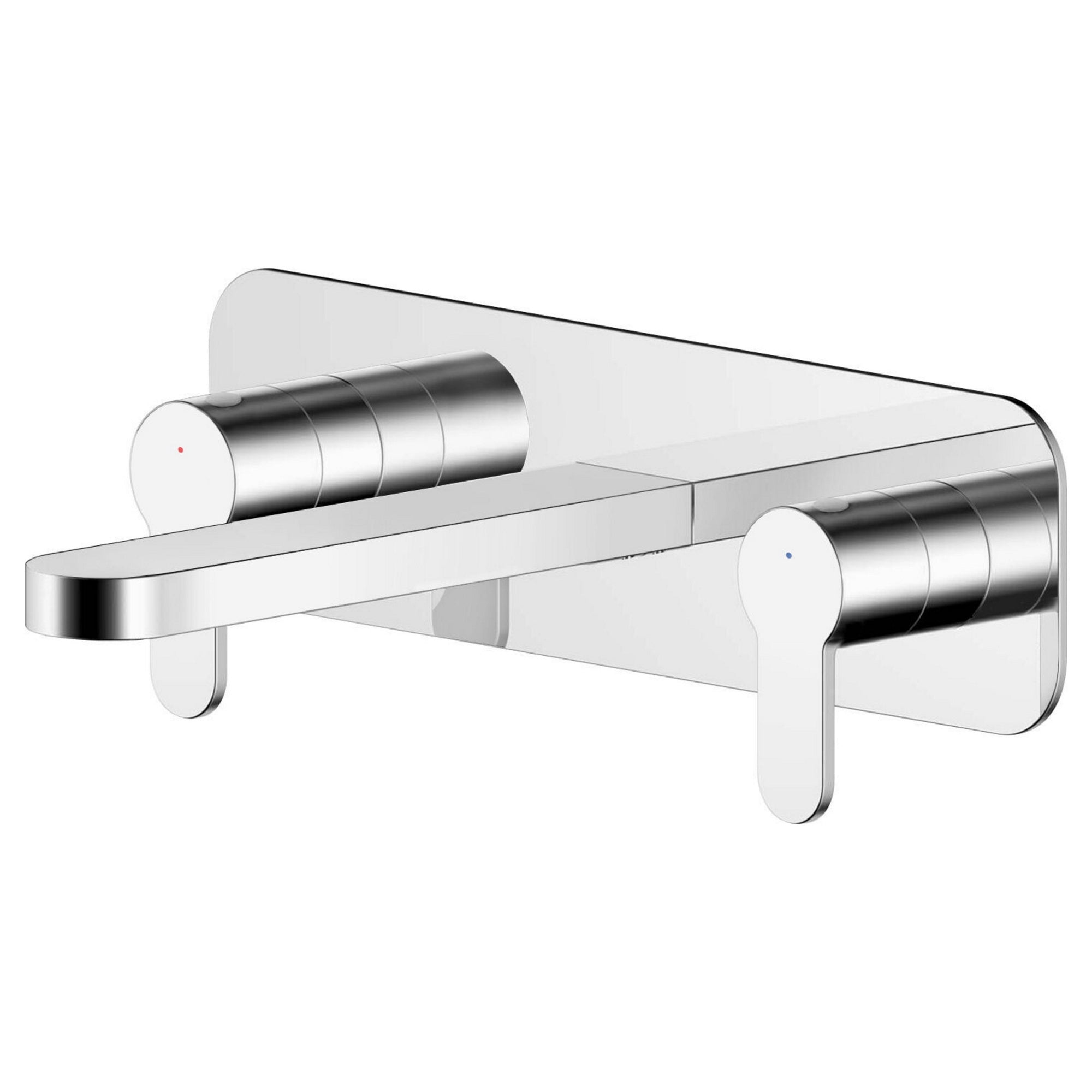 Vela Wall Mounted 3 Tap Hole Basin Mixer With Plate Chrome Contemporary
