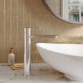 Vela High-rise Mono Basin Mixer Chrome Contemporary 1 Tap Hole