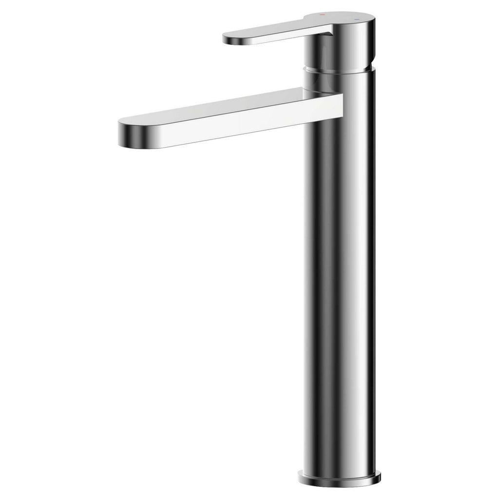 Vela High-rise Mono Basin Mixer Chrome Contemporary 1 Tap Hole