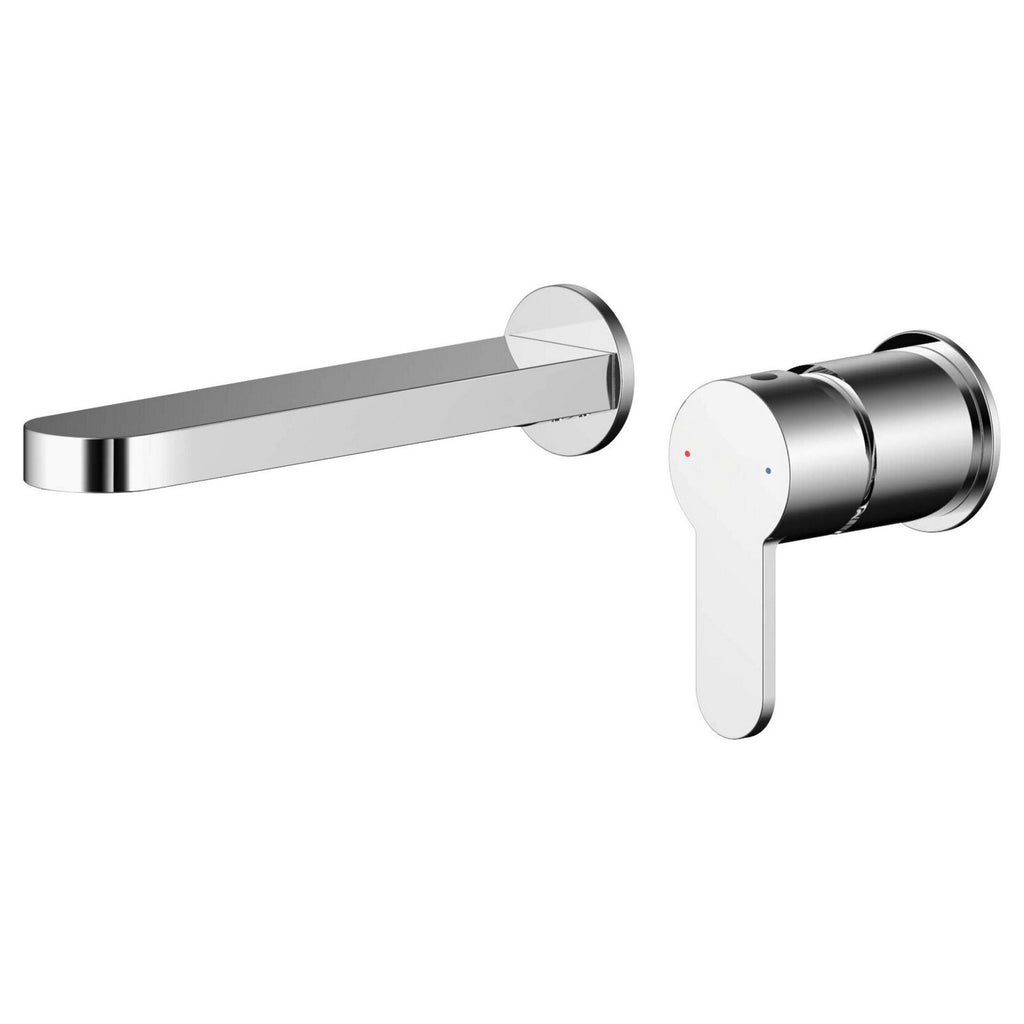 Vela Wall Mounted 2 Tap Hole Basin Mixer Chrome Contemporary