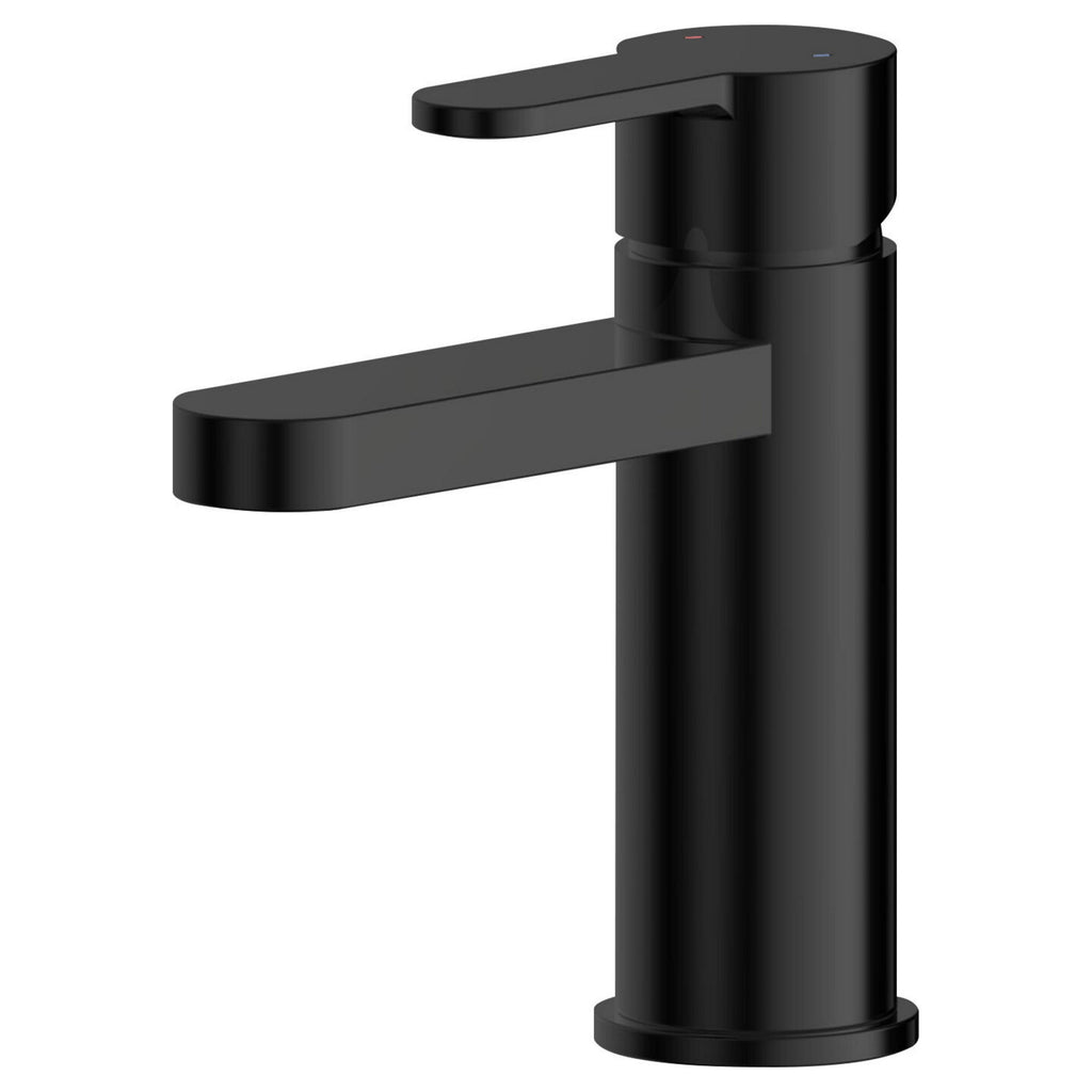 Vela Mono Basin Mixer Matt Black Contemporary 1 Tap Hole With Waste
