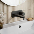 Vela Wall Mounted 2 Tap Hole Basin Mixer With Plate Matt Black