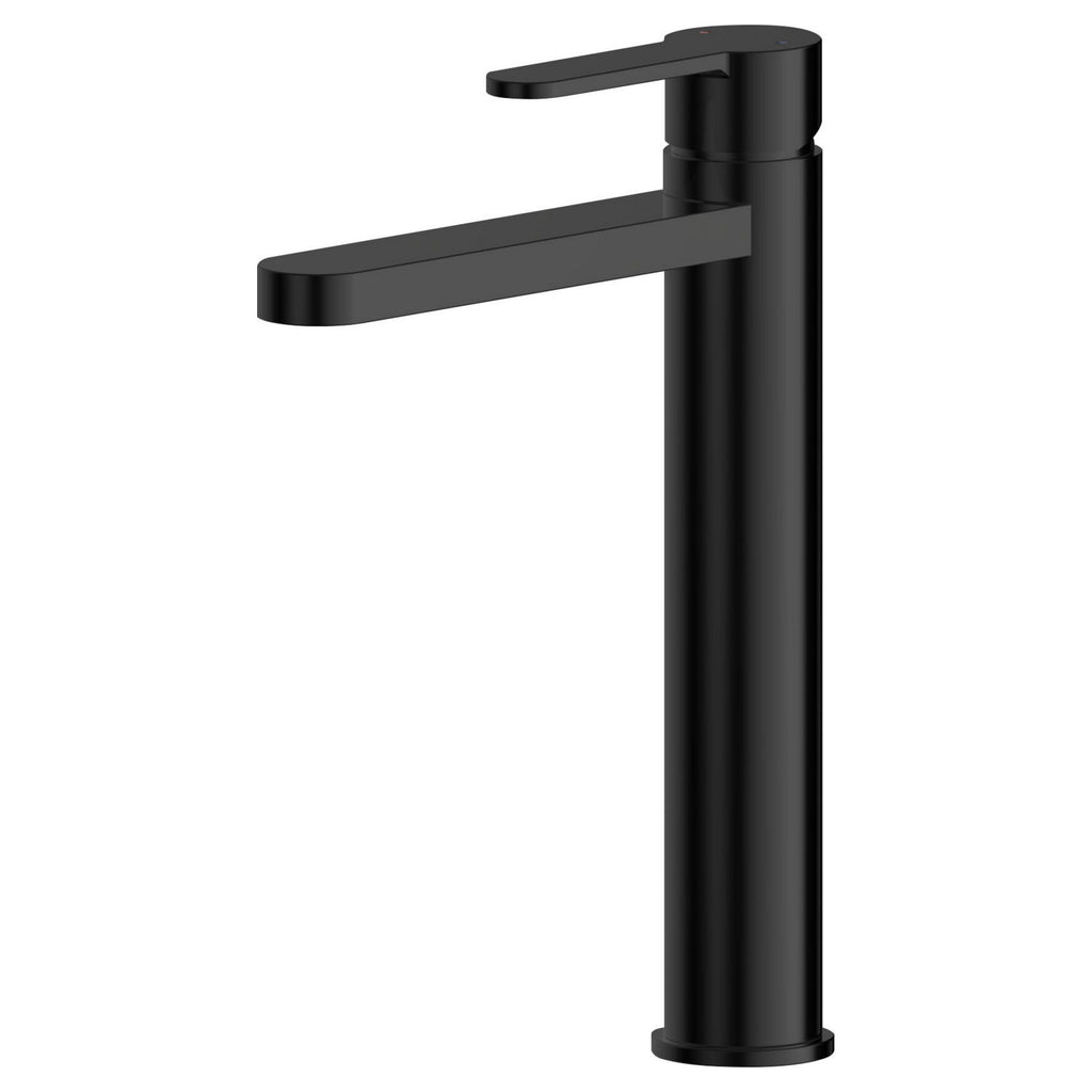 Vela High-rise Mono Basin Mixer Matt Black Contemporary 1 Tap Hole
