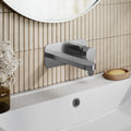 Vela Wall Mounted 2 Tap Hole Basin Mixer With Plate Brushed Pewter