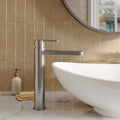 Vela High-rise Mono Basin Mixer Brushed Pewter Contemporary 1 Tap Hole