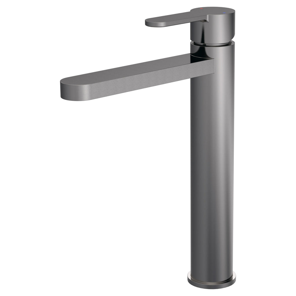 Vela High-rise Mono Basin Mixer Brushed Pewter Contemporary 1 Tap Hole