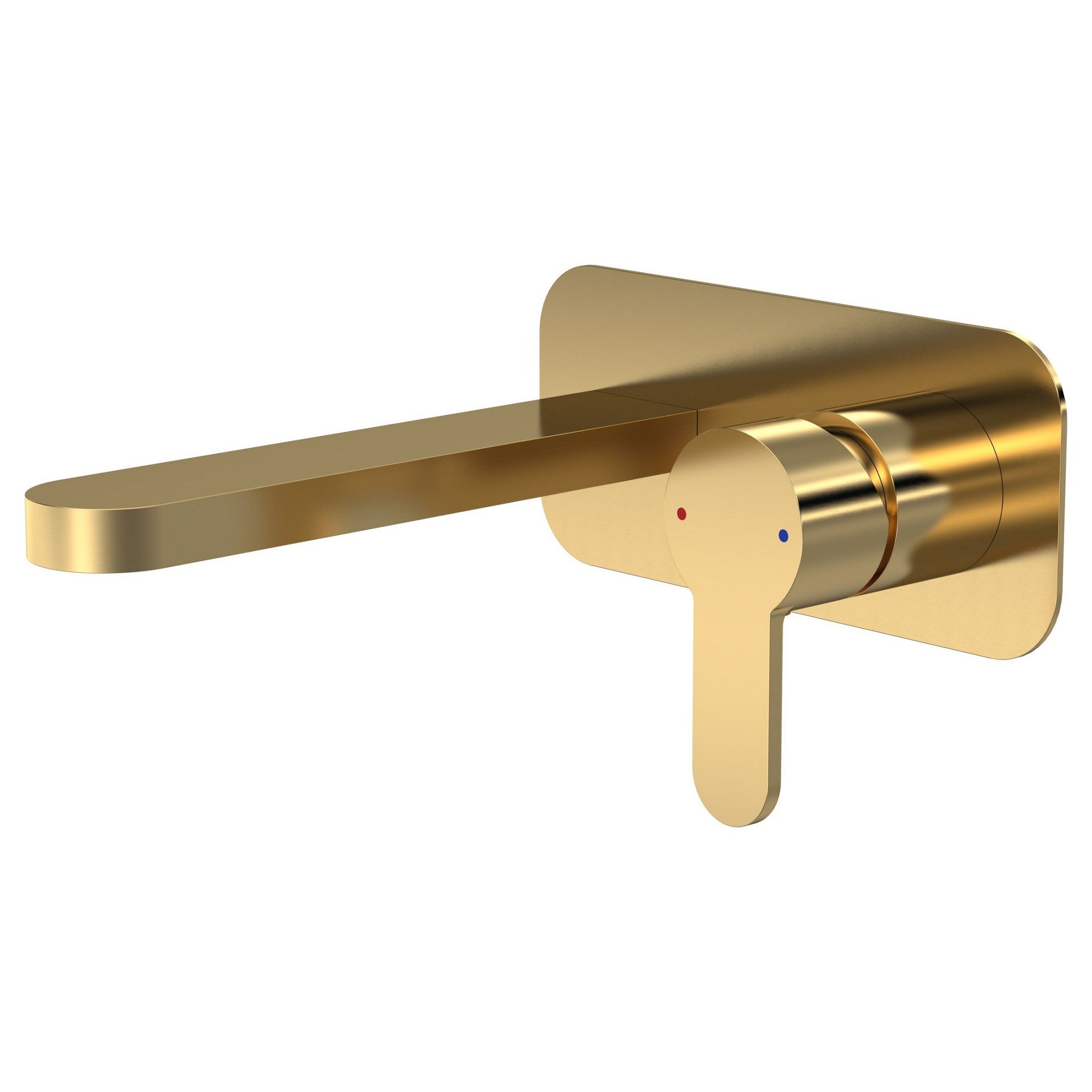Vela Wall Mounted 2 Tap Hole Basin Mixer Plate Brushed Brass Contemporary