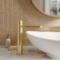 Vela High Rise Mono Basin Mixer Brushed Brass Contemporary No Waste