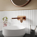 Aura Wall Mounted 2 Tap Hole Basin Mixer Plate Brushed Bronze Contemporary