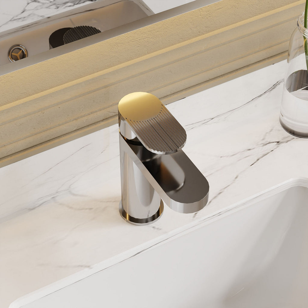 Lumina Mono Basin Mixer Push Button Waste Chrome Contemporary