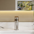 Aura Fluted Mono Basin Mixer Push Button Waste Chrome Contemporary