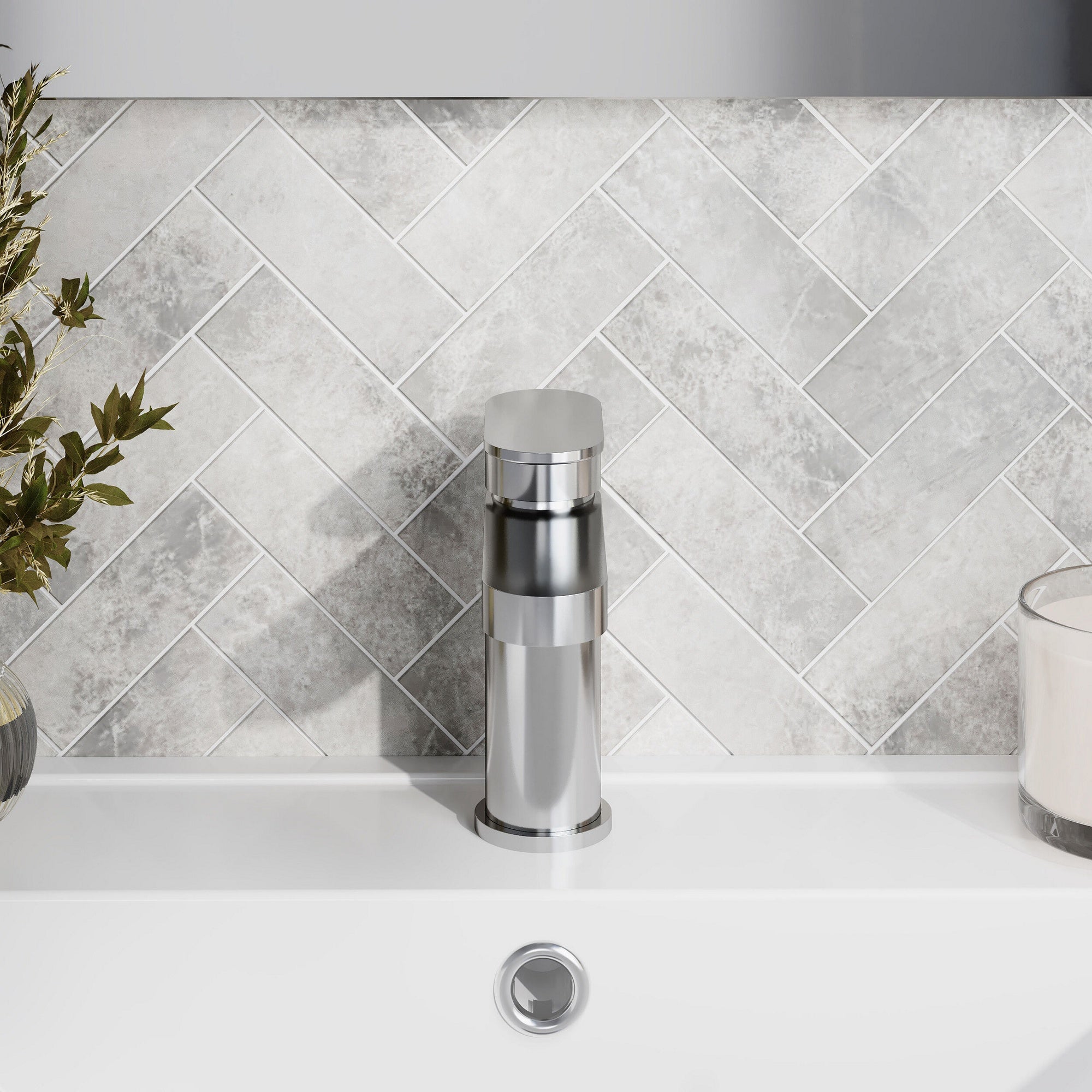 Lumina Mini Basin Mixer Push Button Waste Chrome Contemporary