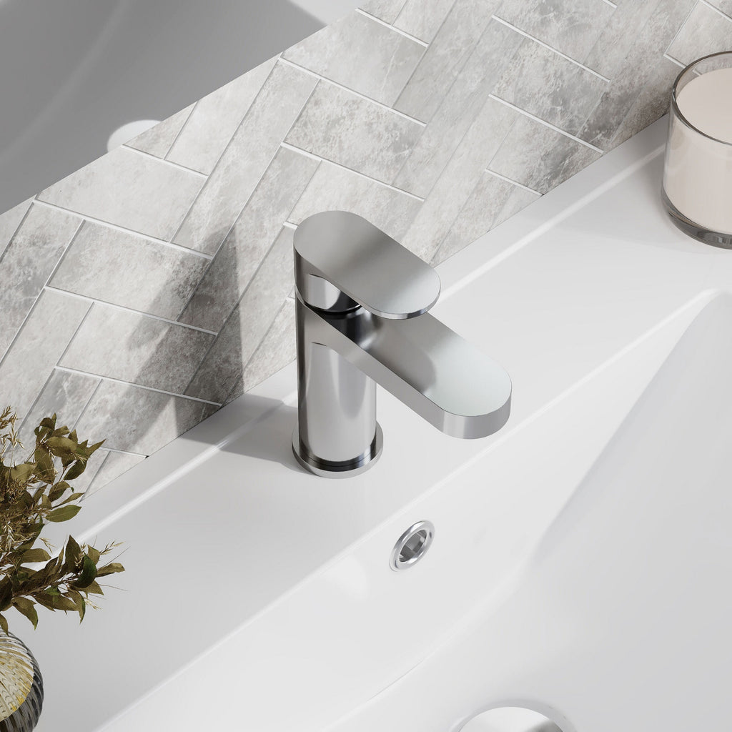 Lumina Mini Basin Mixer Push Button Waste Chrome Contemporary