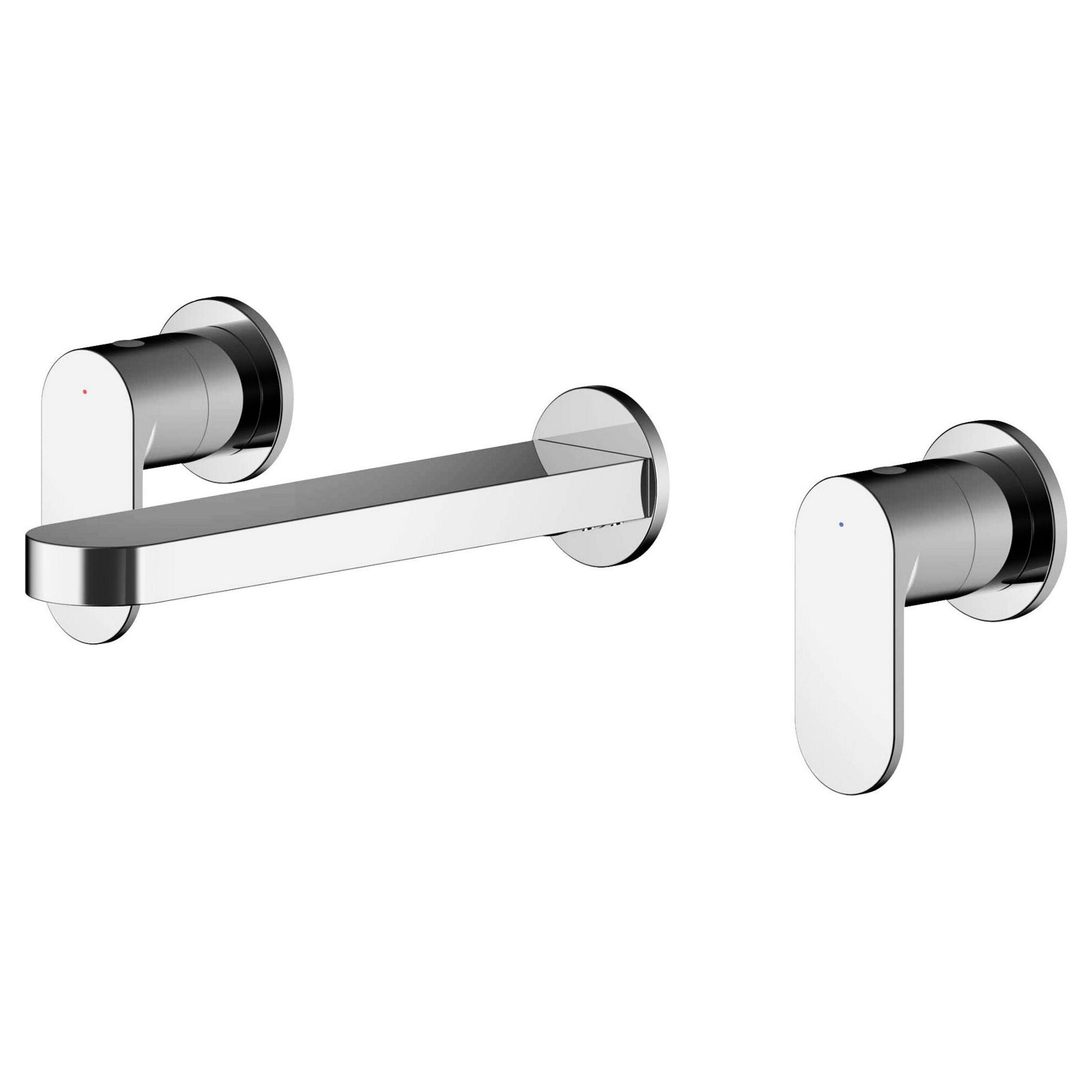 Lumina Wall Mounted 3 Tap Hole Basin Mixer Chrome Contemporary No Waste