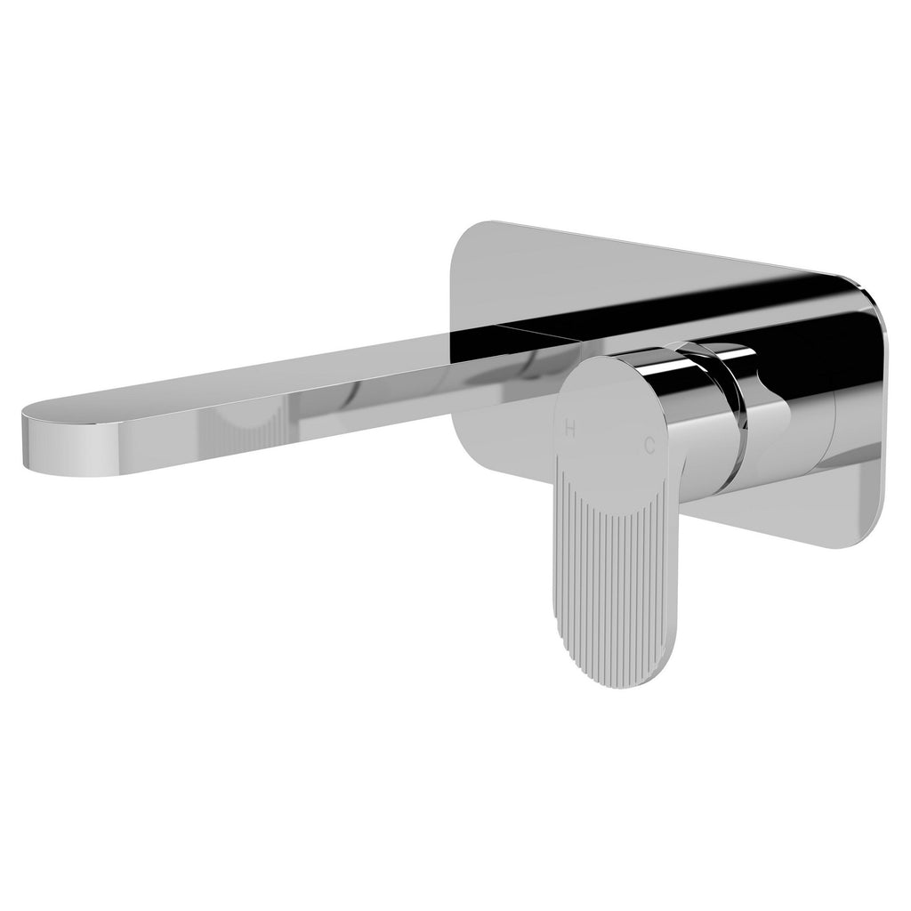 Lumina Wall Mounted 2 Tap Hole Basin Mixer Plate Chrome Contemporary