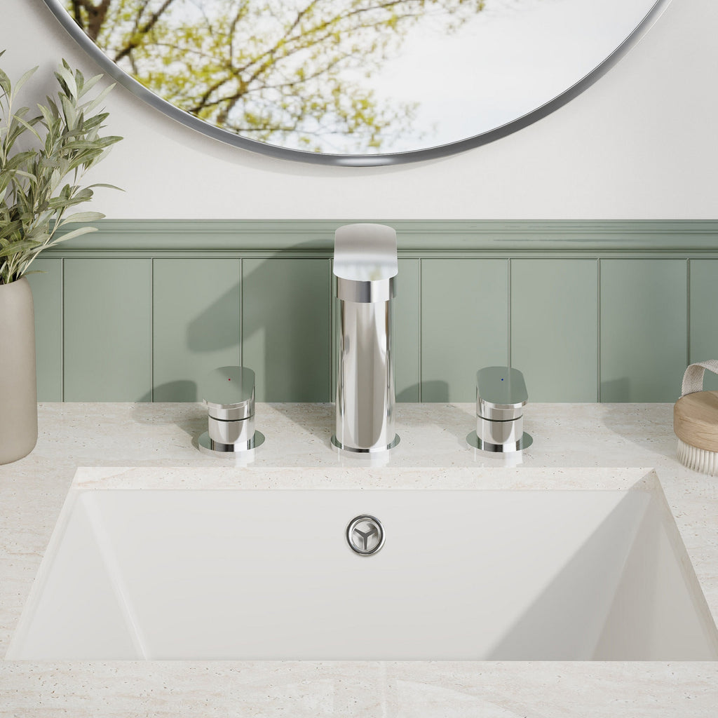 Lumina Deck Mounted 3 Tap Hole Basin Mixer Pop Up Waste Chrome Contemporary
