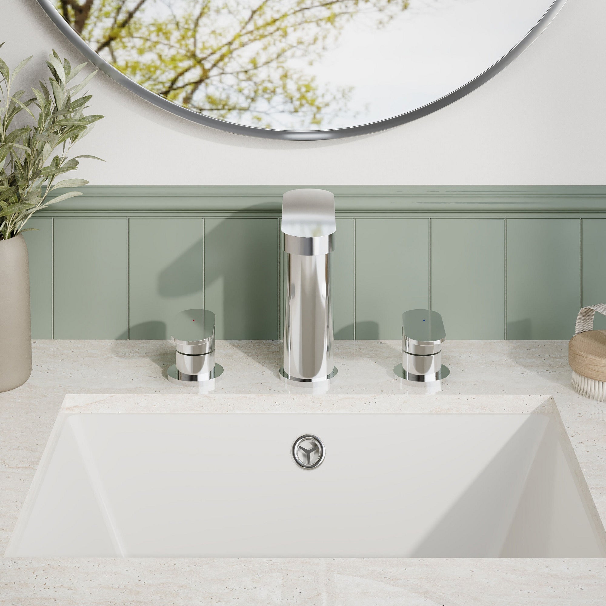 Lumina Deck Mounted 3 Tap Hole Basin Mixer Pop Up Waste Chrome Contemporary