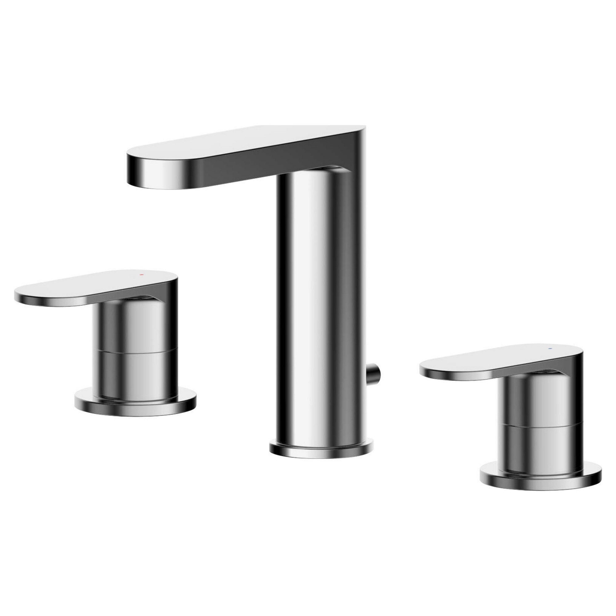Lumina Deck Mounted 3 Tap Hole Basin Mixer Pop Up Waste Chrome Contemporary
