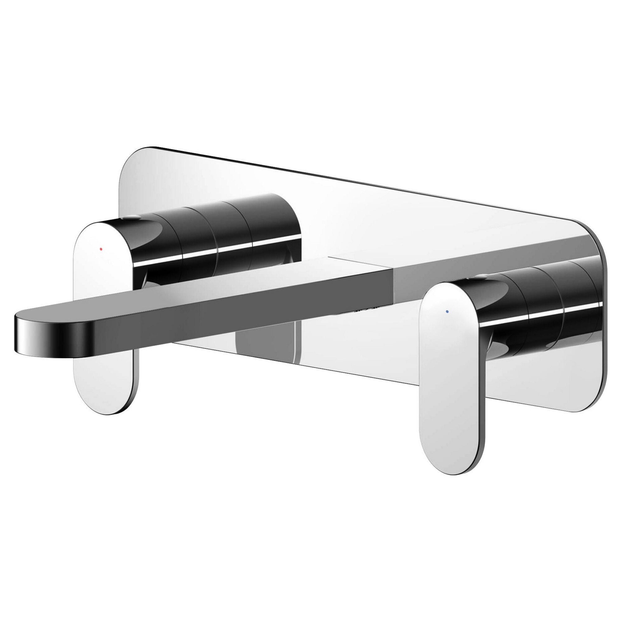 Lumina Wall Mounted 3 Tap Hole Basin Mixer Plate Chrome Contemporary