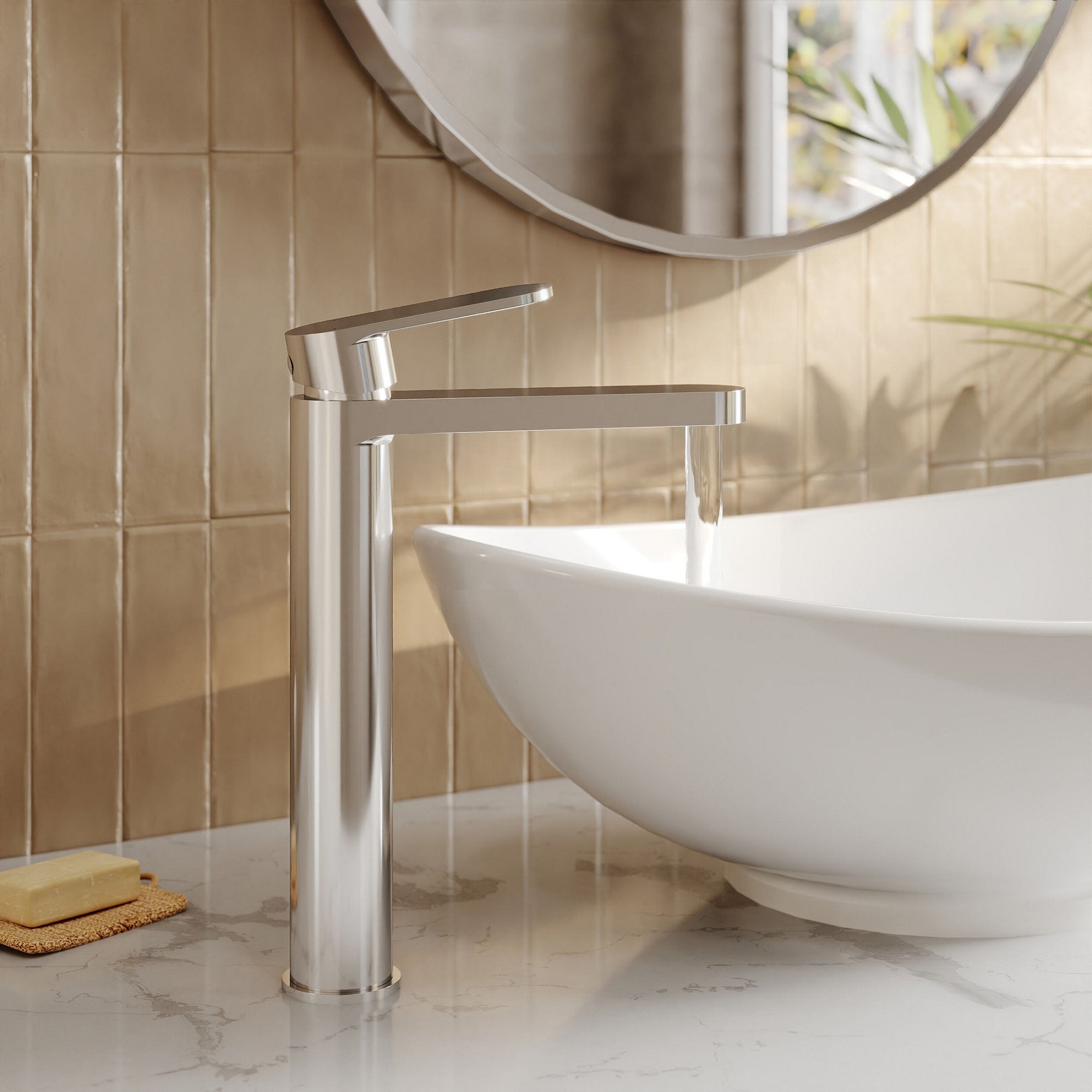 Lumina High Rise Mono Basin Mixer Chrome Contemporary No Waste