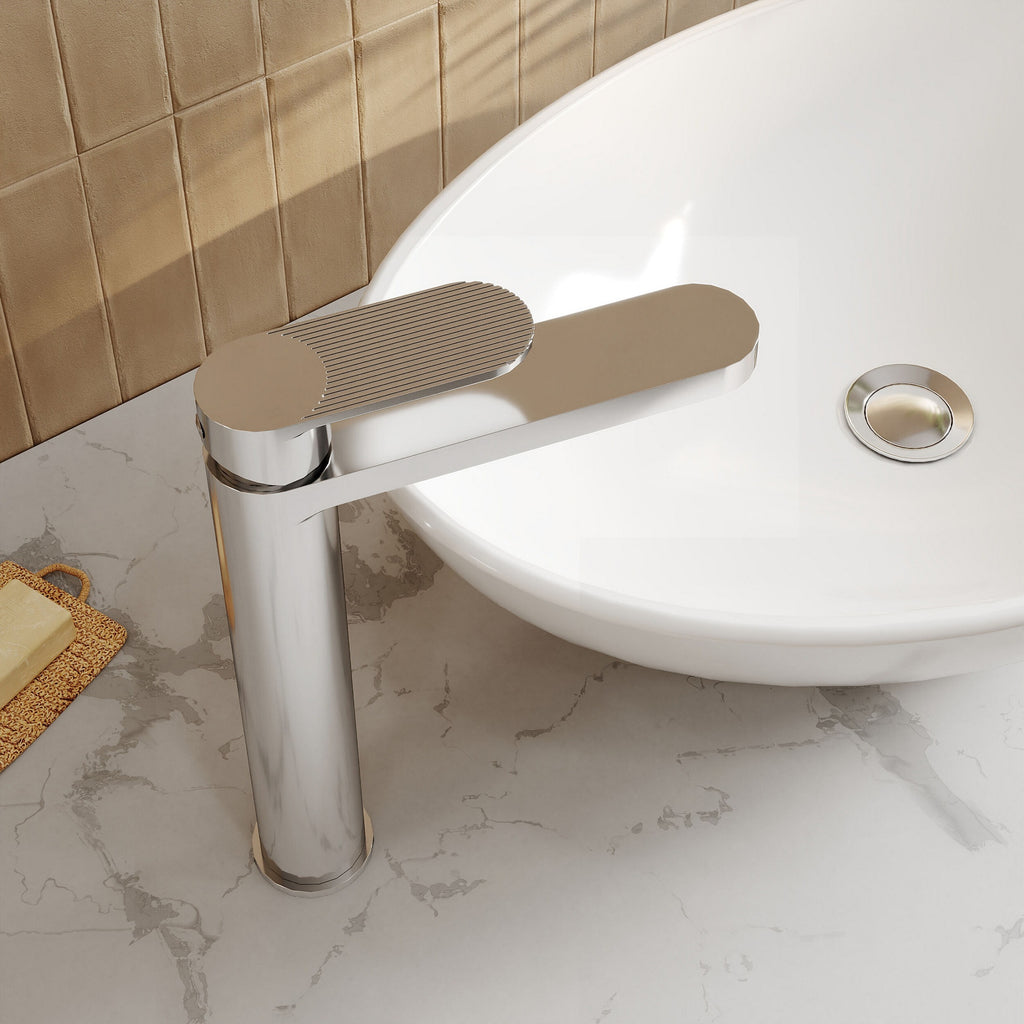 Lumina High Rise Mono Basin Mixer Chrome Contemporary No Waste