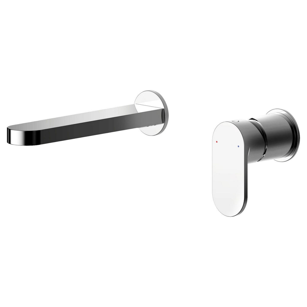 Lumina Wall Mounted 2 Tap Hole Basin Mixer Chrome Contemporary No Waste