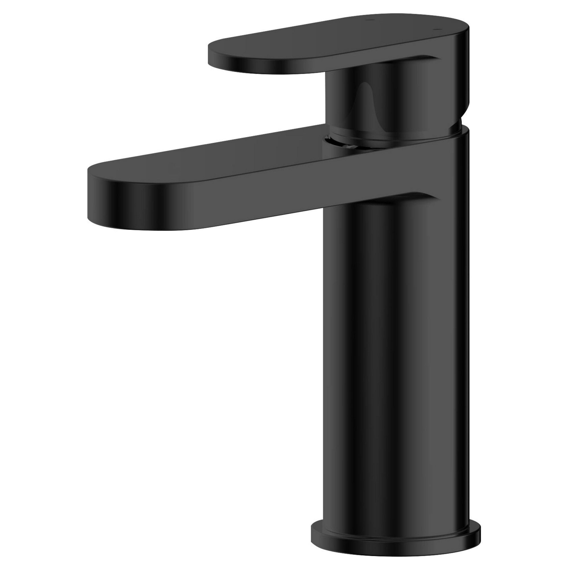 Lumina Matt Black Mono Basin Mixer Tap Push Button Waste Contemporary 1 Hole
