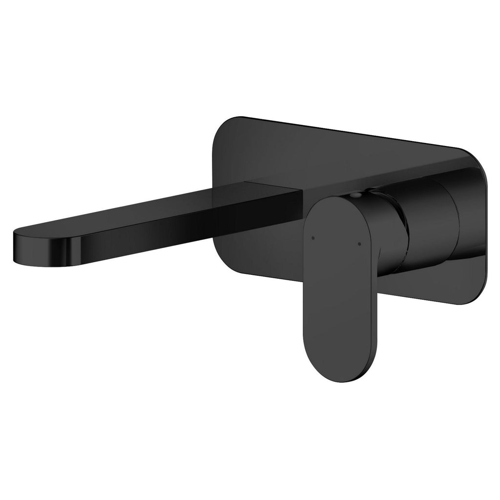 Lumina Matt Black Wall Mounted 2 Tap Hole Basin Mixer Plate Contemporary 1 Hole