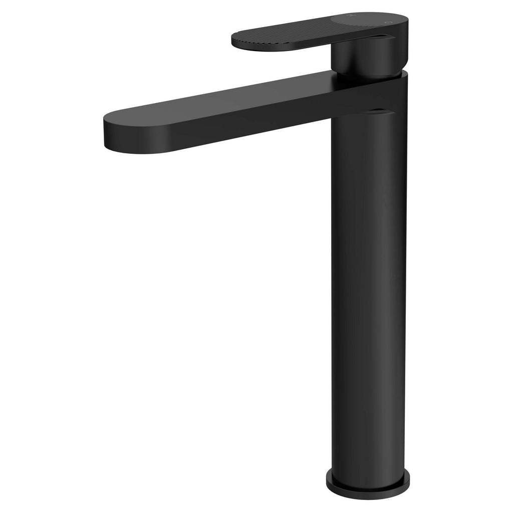 Aura Matt Black High Rise Mono Basin Mixer Tap Contemporary 1 Hole