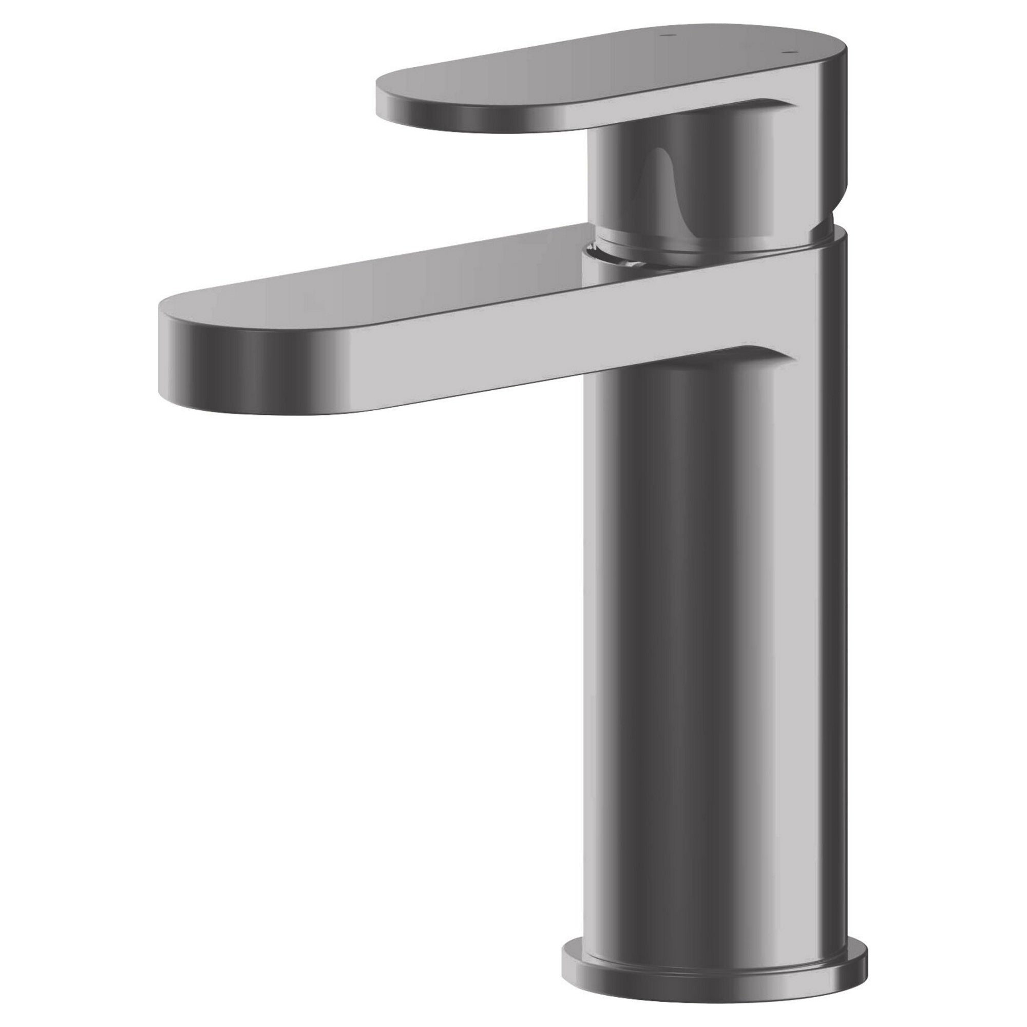 Lumina Brushed Pewter Mono Basin Mixer Tap Push Button Waste Contemporary 1 Hole