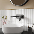 Lumina Brushed Pewter Wall Mounted 2 Tap Hole Basin Mixer Plate Contemporary 1 Hole