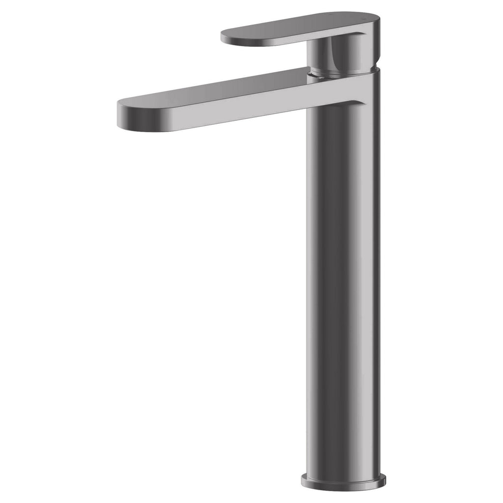 Lumina Brushed Pewter High Rise Mono Basin Mixer Tap Contemporary 1 Hole