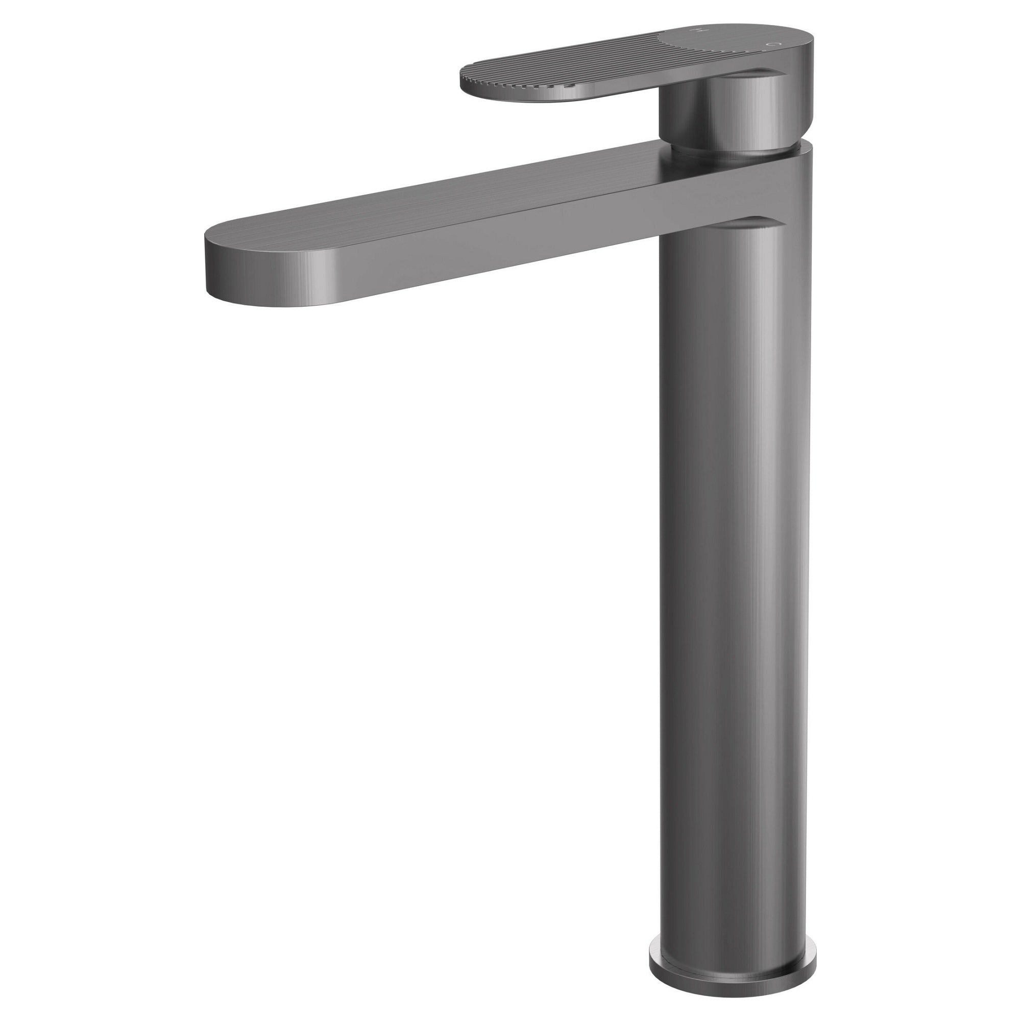 Aura Brushed Pewter High Rise Mono Basin Mixer Tap Contemporary 1 Hole