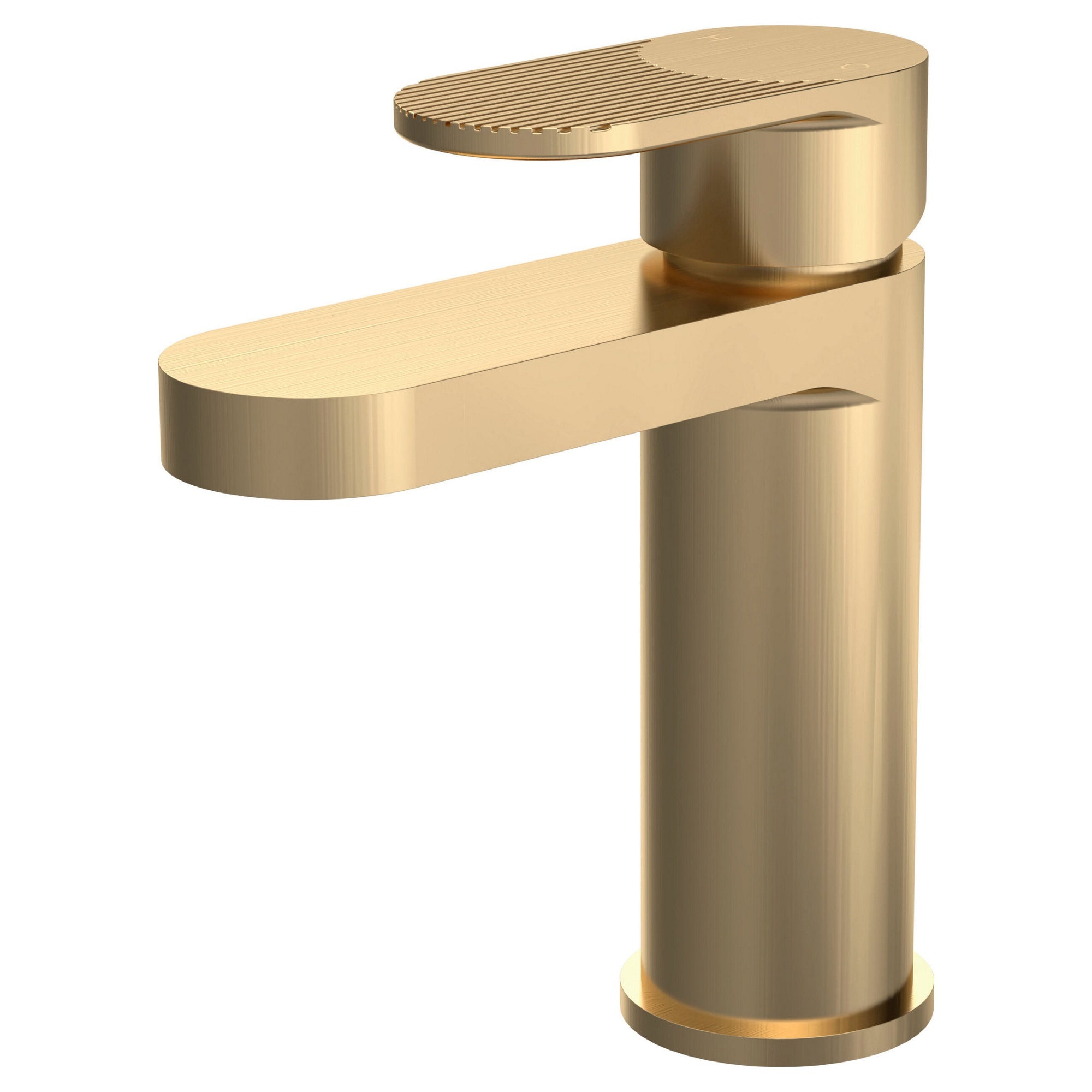 Lumina Brushed Brass Mono Basin Mixer Tap Push Button Waste Contemporary 1 Hole
