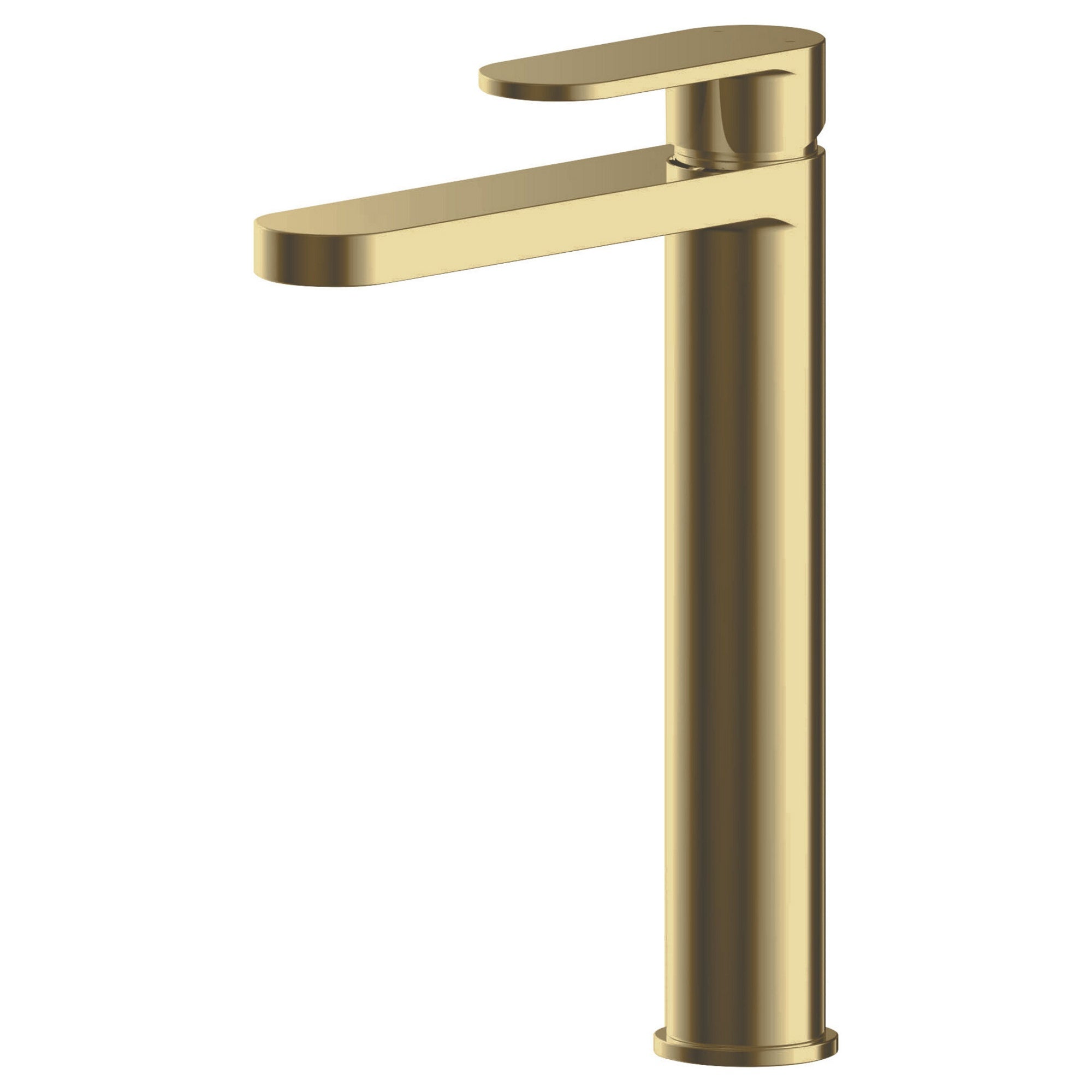 Lumina Brushed Brass High Rise Mono Basin Mixer Tap Contemporary 1 Hole