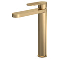 Aura Brushed Brass High Rise Mono Basin Mixer Tap Contemporary 1 Hole