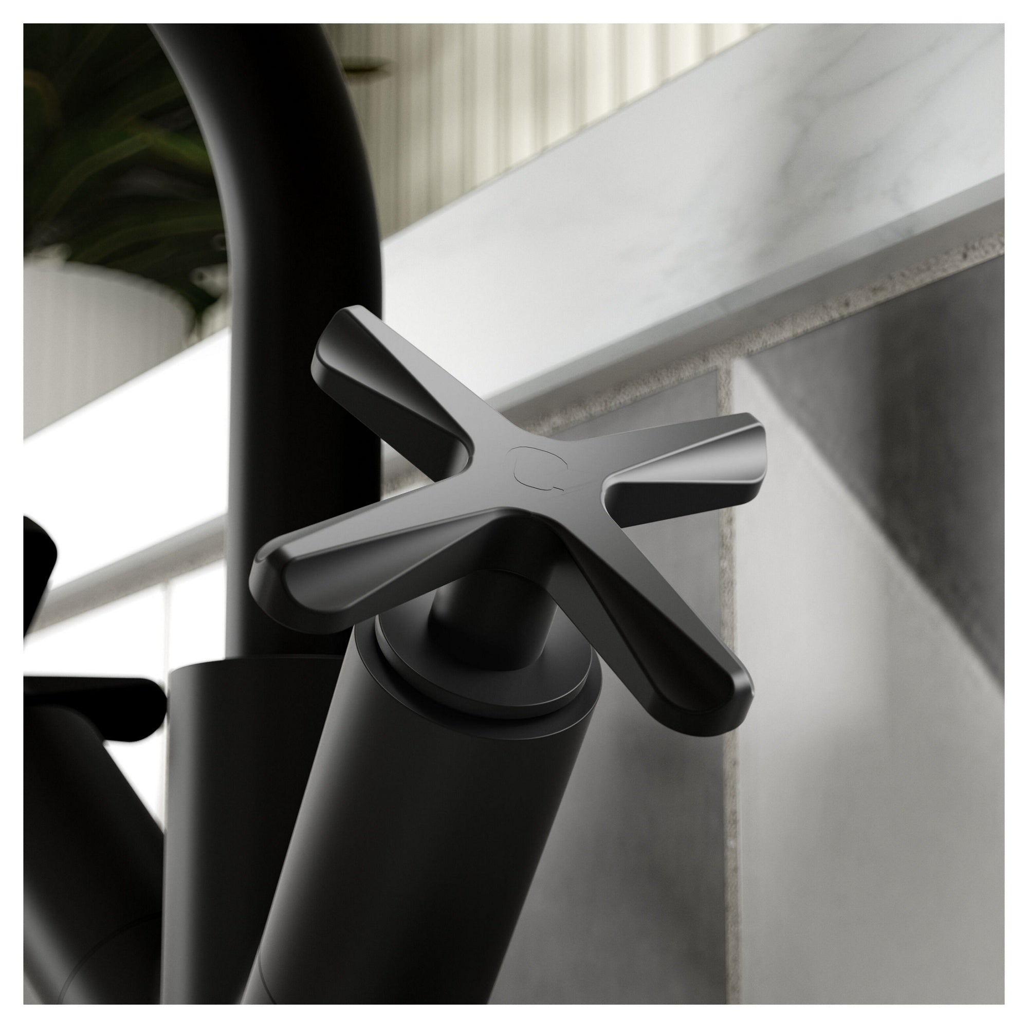 Korus Matt Black Mono Basin Mixer Tap Contemporary Crosshead 1 Tap Hole