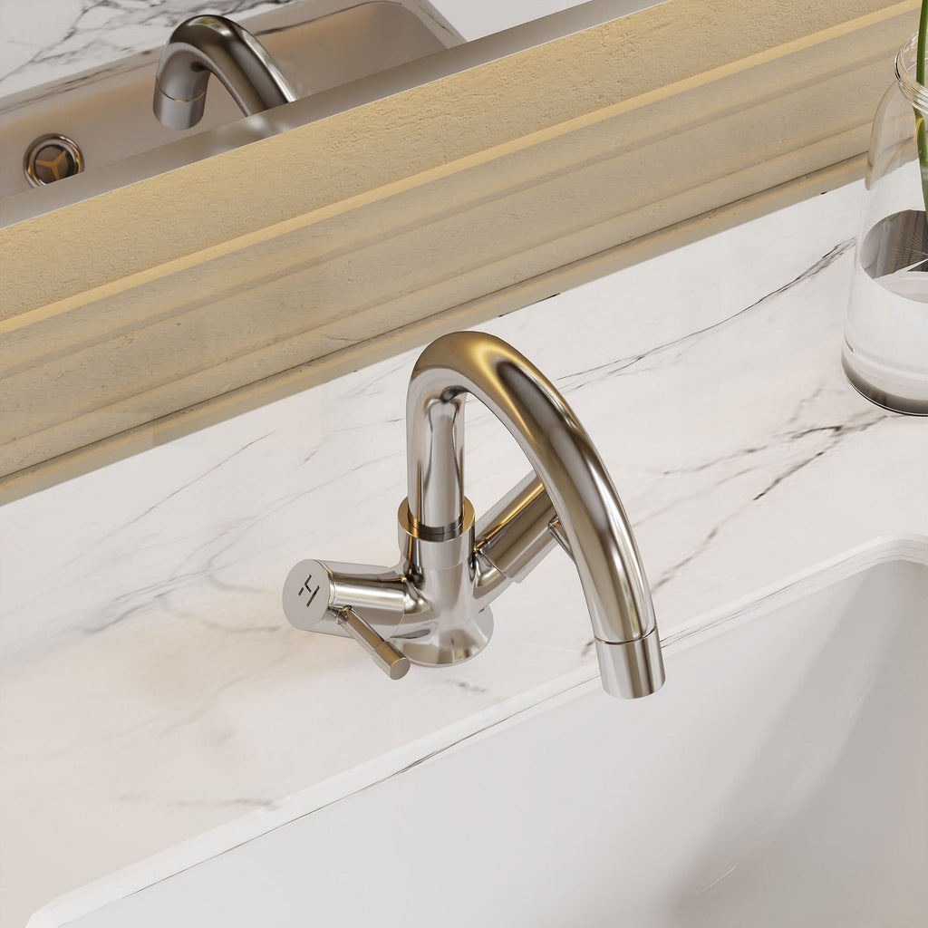 Solis Chrome Mono Basin Mixer Tap With Waste Contemporary Lever 1 Tap Hole