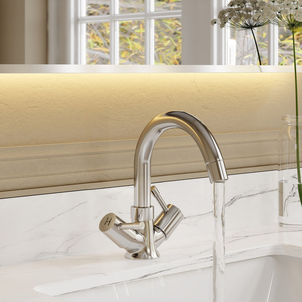 Solis Chrome Mono Basin Mixer Tap With Waste Contemporary Lever 1 Tap Hole