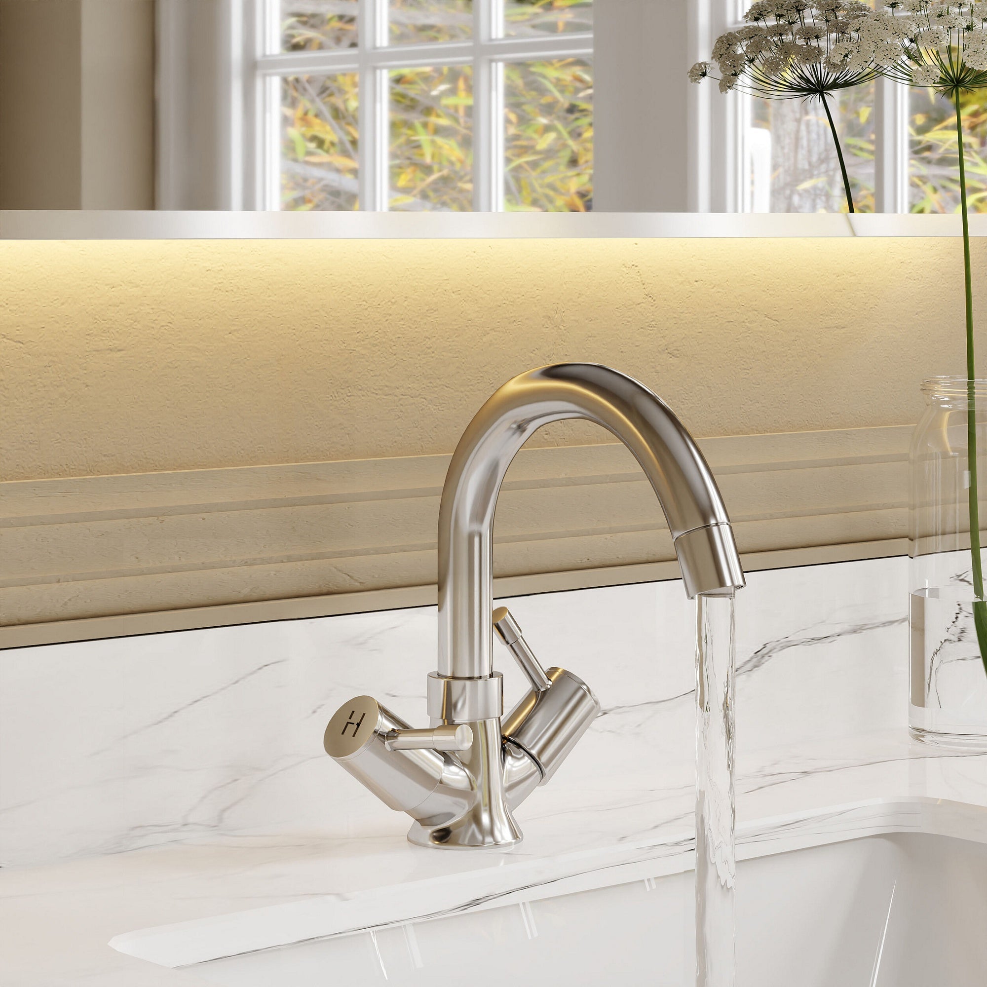 Solis Chrome Mono Basin Mixer Tap With Waste Contemporary Lever 1 Tap Hole