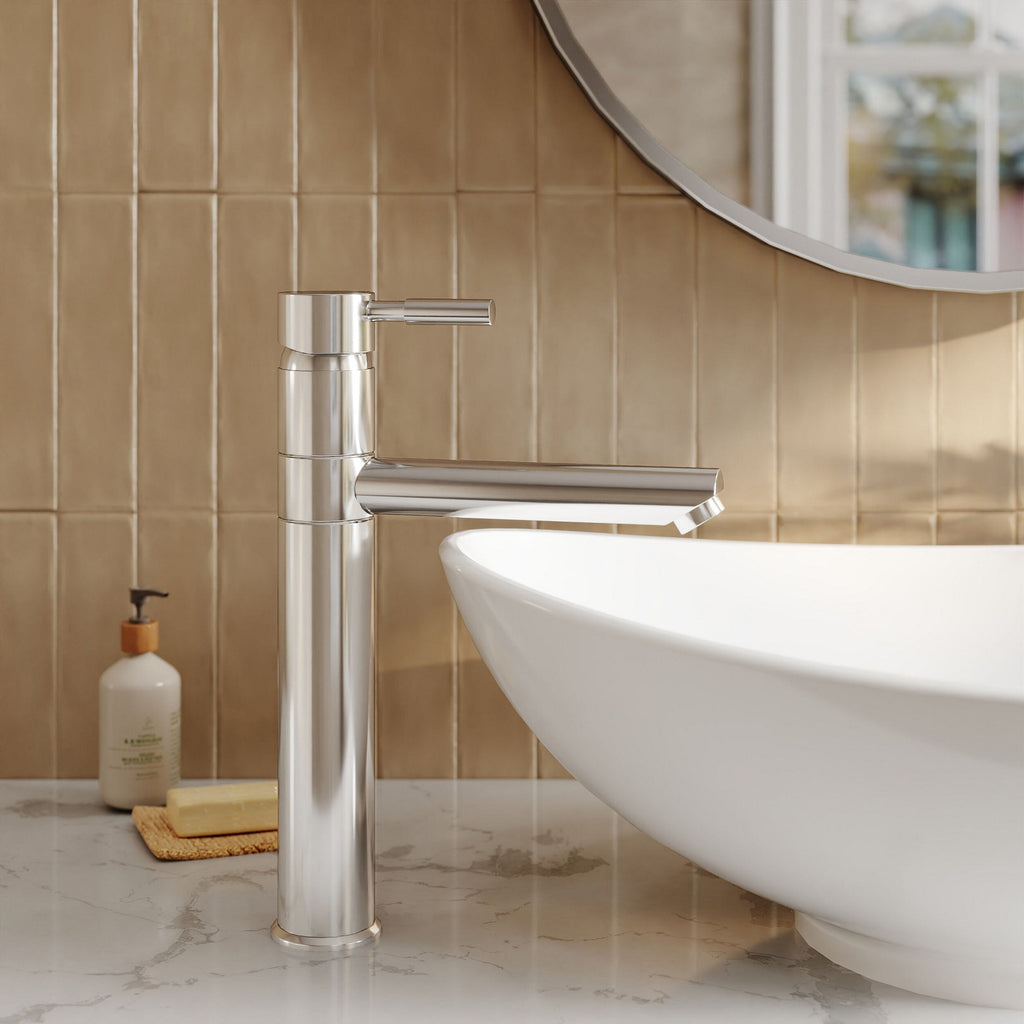 Solis Chrome High Rise Mixer Tap Contemporary Lever 1 Tap Hole