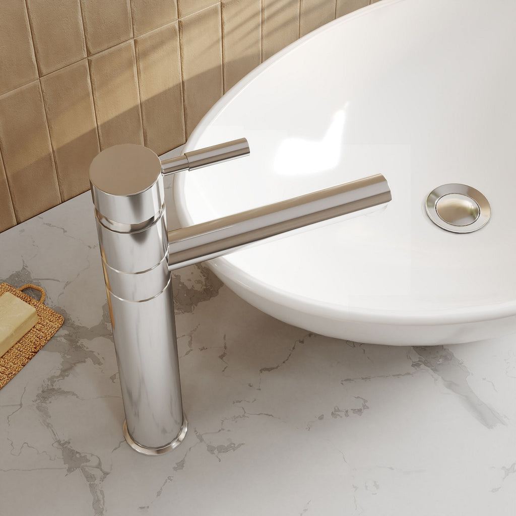Solis Chrome High Rise Mixer Tap Contemporary Lever 1 Tap Hole