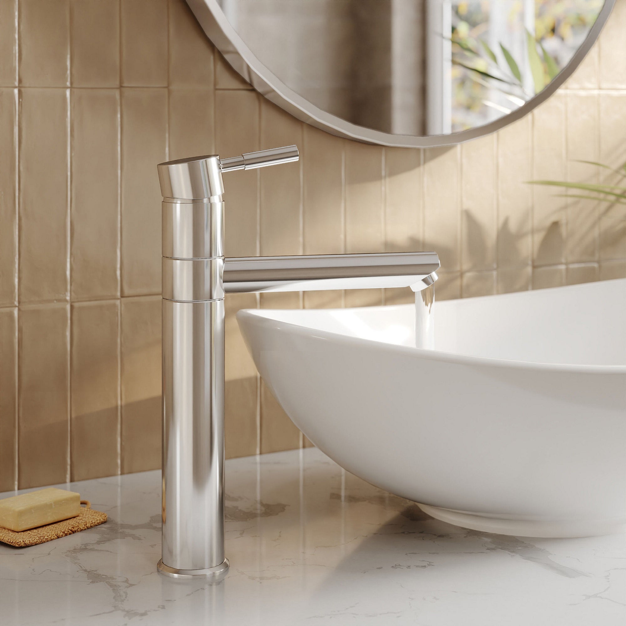 Solis Chrome High Rise Mixer Tap Contemporary Lever 1 Tap Hole